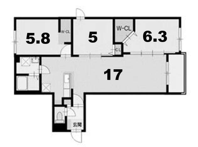 オルセーフラット厚別中央（305） 間取り図画像