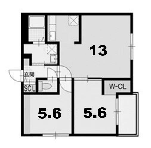 オルセーフラット厚別中央（206） 間取り図画像