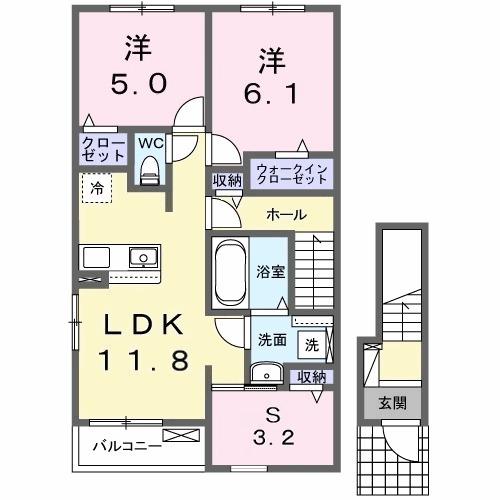カレント　レジデンス　下増田Ⅰ（201） 間取り図画像