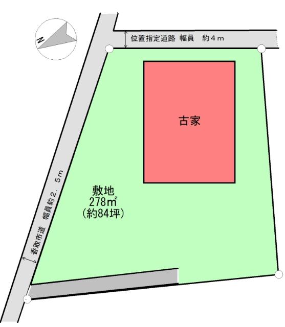 上小堀木内虫幡入会地古家付き土地 区画図