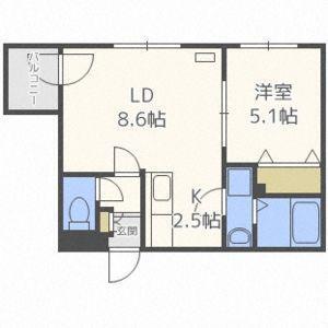 他号室の間取りです