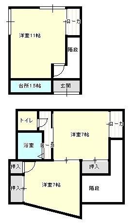 大川二戸一（左） 間取り図画像