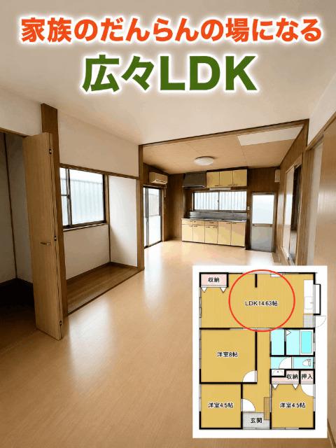 黒髪町平屋戸建（1） リビング