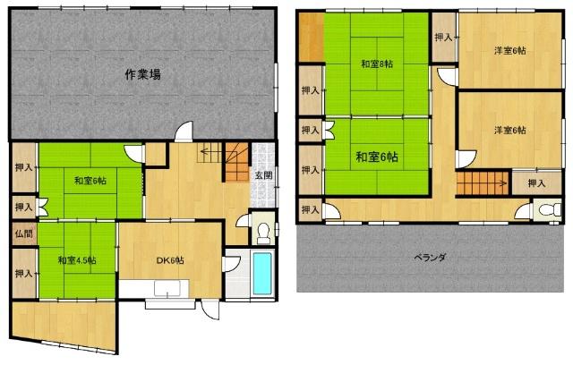 田原町倉庫付き戸建て 間取り図画像