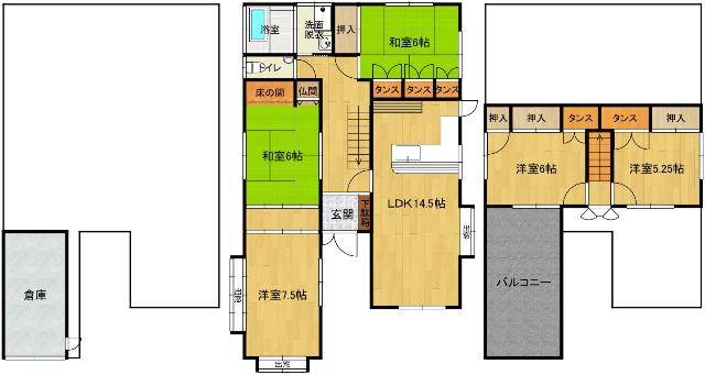 山祇町戸建て／借地 間取り図画像