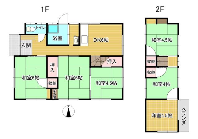黒髪町桜ケ丘団地戸建 間取り図画像