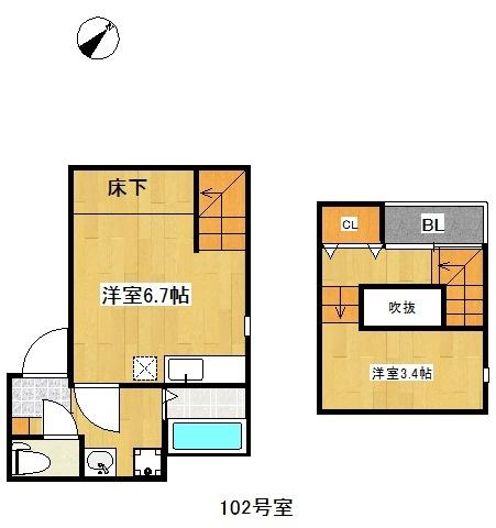 福岡市城南区田島アパート 間取り図画像