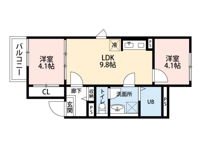 福岡市早良区野芥アパート 間取り図画像