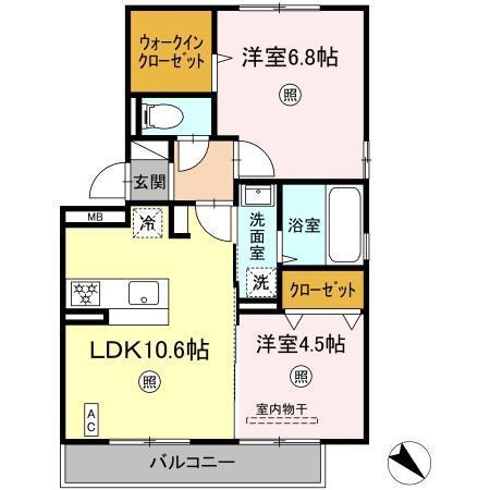 D-room山王公園（201） 間取り図画像