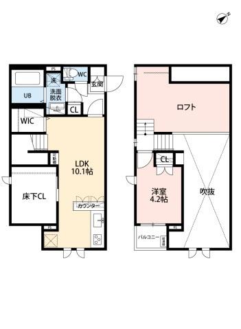 福岡市中央区警固アパート 間取り図画像