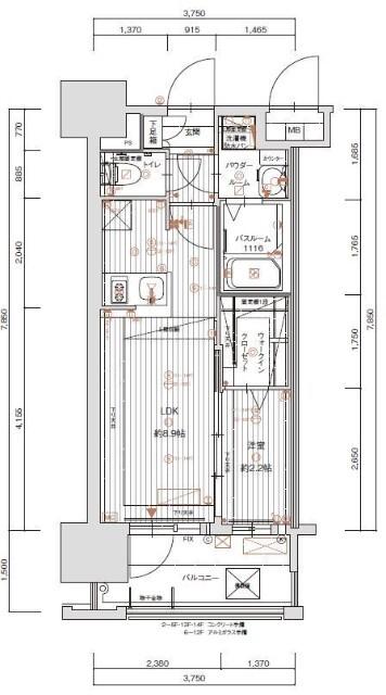 福岡市東区箱崎マンション 間取り図画像