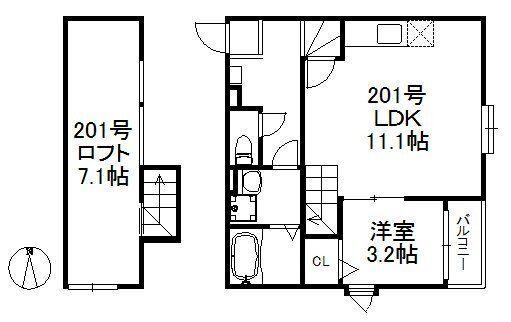福岡市南区五十川アパート 間取り図画像