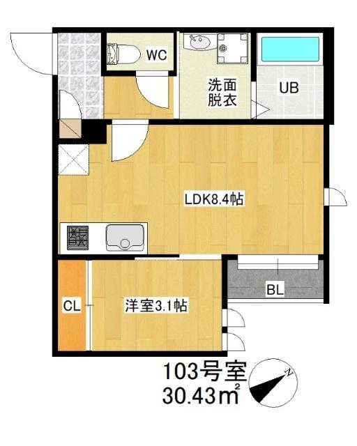 福岡市中央区伊崎アパート 間取り図画像