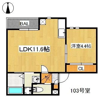 福岡市中央区谷アパート 間取り図画像