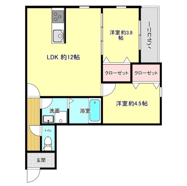 福岡市博多区堅粕アパート 間取り図画像
