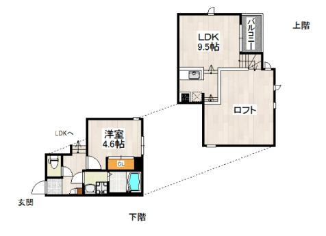 福岡市東区名島アパート 間取り図画像