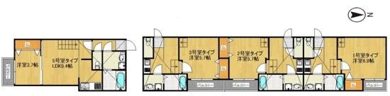 福岡市西区姪の浜アパート 間取り図画像