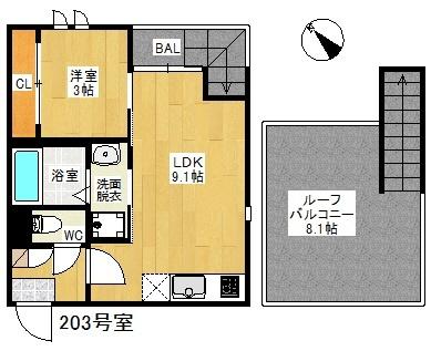 福岡市南区横手アパート 間取り図画像