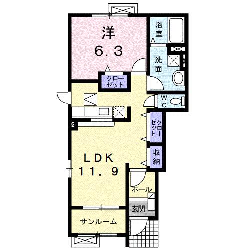 アパルトマンＵ　Ⅲ（101） 間取り図画像