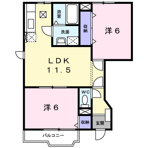 コリーヌ　ＨＩＲＡＯＫＡ　Ａ（101） 間取り図画像