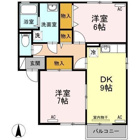 サンライズ蔵本（105） 間取り図画像