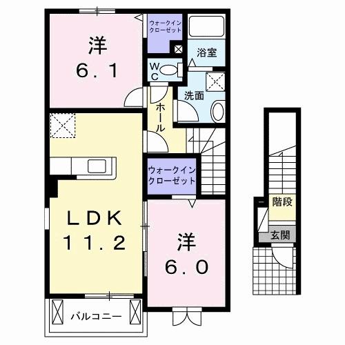ルーベル鴨島Ｂ（201） 間取り図画像