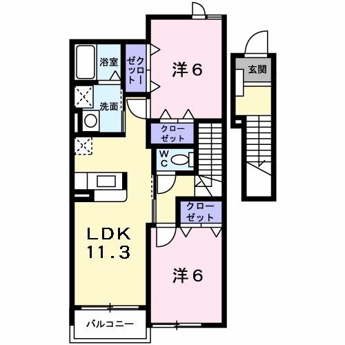 ドゥ・プルミエール　Ｂ（202） 間取り図画像