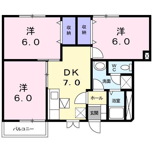ホワイトリバー　Ａ（102） 間取り図画像