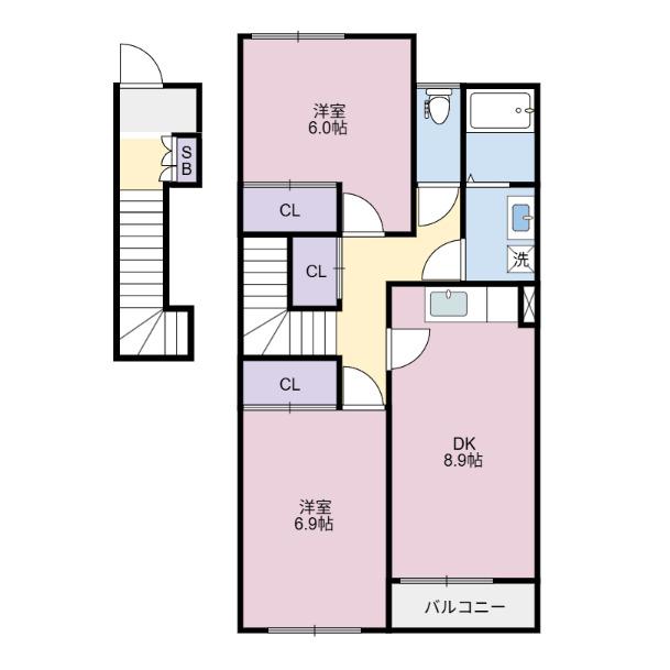パークヒルズ鳴門Ⅰ・Ⅱ（2-202） 間取り図画像