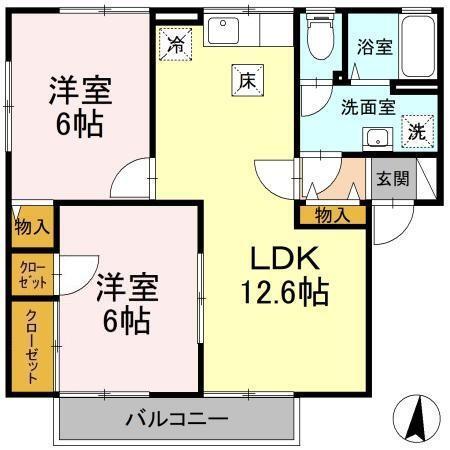 グランヴェール三河　B棟（101） 間取り図画像