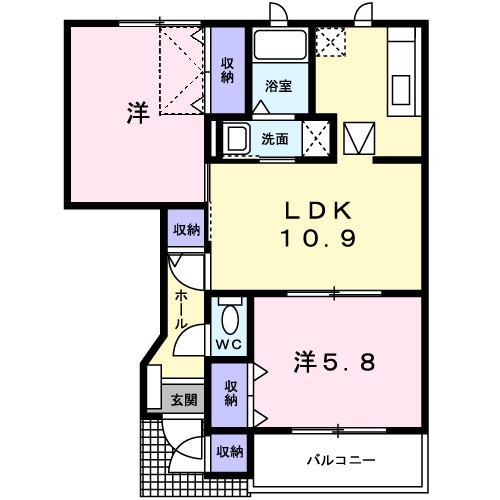 シルエット　プリンセスＢ（101） 間取り図画像