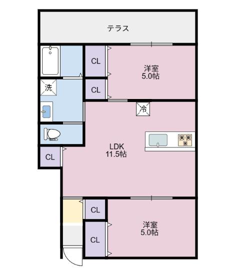 ピース・エルヴィータA棟（101） 間取り図画像