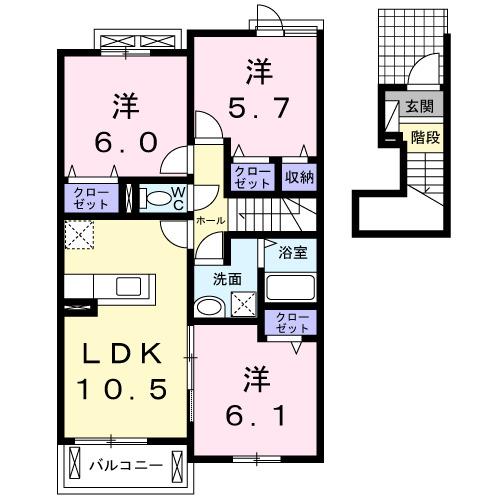 フランメゾン南沖洲Ｂ（205） 間取り図画像