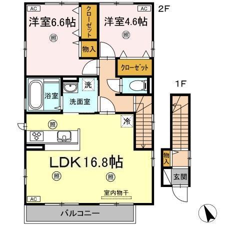 カサペルテ中田（201） 間取り図画像