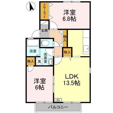 ルミナス山城　B棟（B201） 間取り図画像