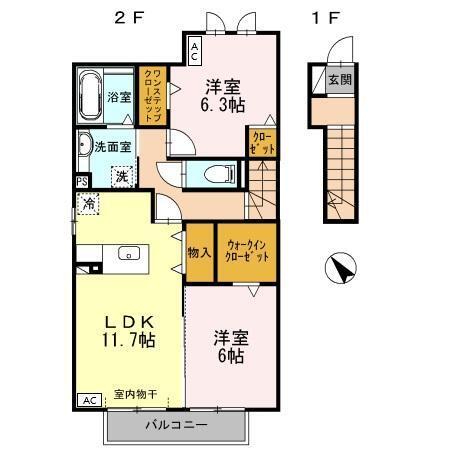 ピースタウン　ガル（203） 間取り図画像