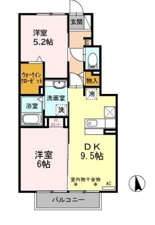 クリーンリバー小坂（102） 間取り図画像