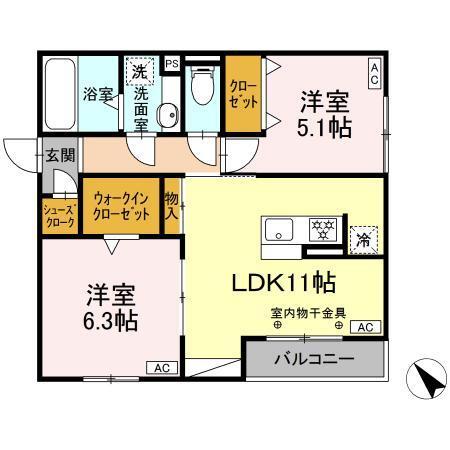 GRAND D-ROOM 花園（201） 間取り図画像