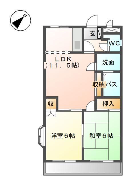 グランデール　フジミ 間取り図画像