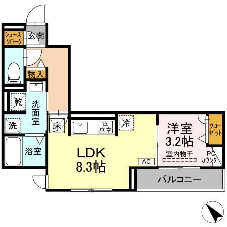セレスティア東梅坪（102） 間取り図画像