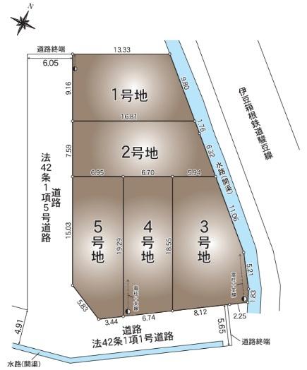 三島市中第3　5区画分譲地　1号地 区画図
