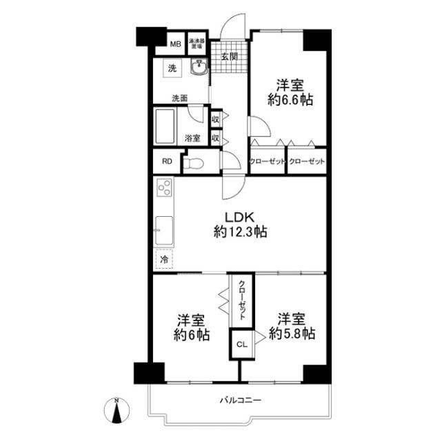 日興あやめ池スカイマンション　中古マンション 間取り図画像