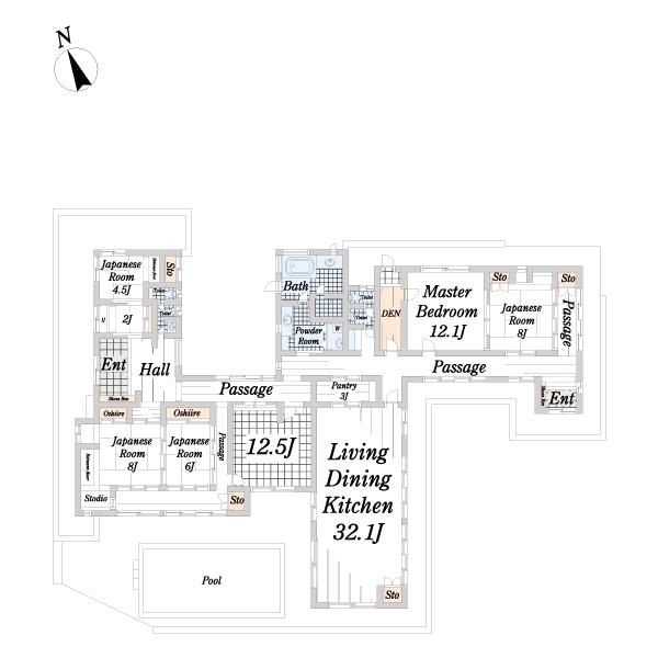 母屋、離れ棟間取図
