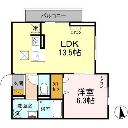 D-room弁天3丁目　A（101） 間取り図画像