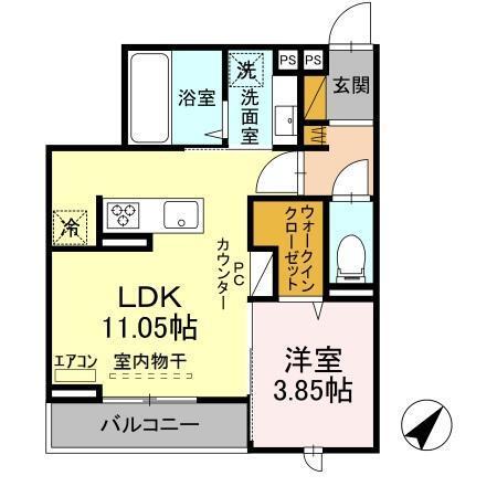 パークサイド新検見（305） 間取り図画像