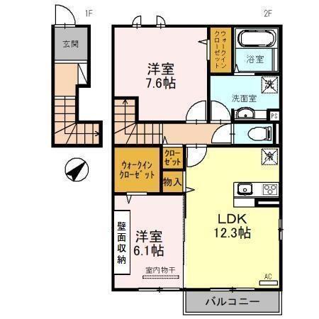 Take-2（201） 間取り図画像