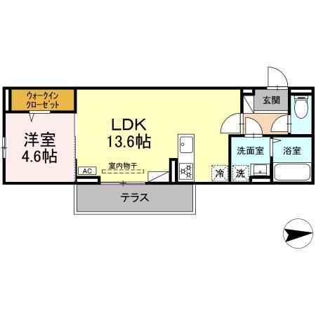 Ｄ−ＲＯＯＭ伊勢1丁目（102） 間取り図画像