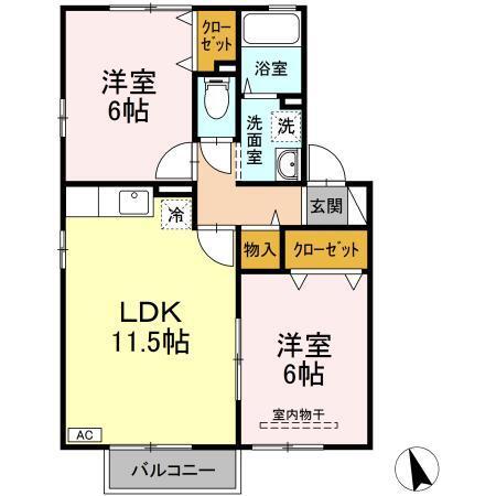 クワトロ ピーチ タウン　ⅠⅡⅢⅣ（Ⅰ202） 間取り図画像