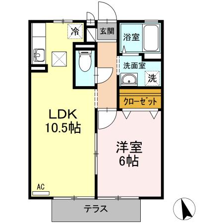 久持良ハイツ　D（102） 間取り図画像