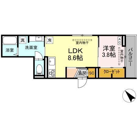 D-ROOM若宮（203） 間取り図画像